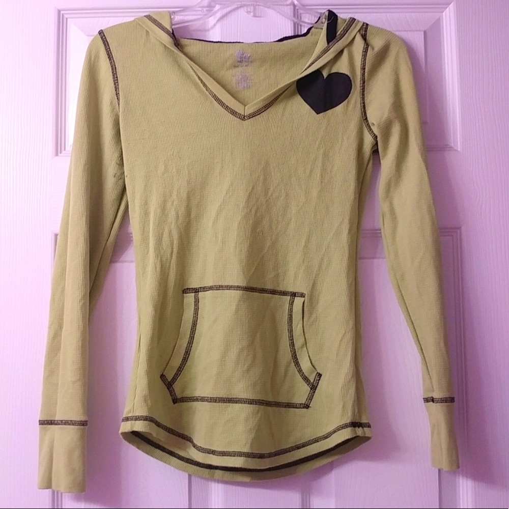 4/$15 💗 M SO Neon Green Sleeve Heart Pullover Hoodie